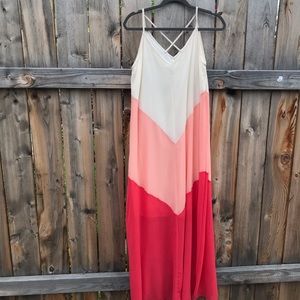 Pink and white maxi dress